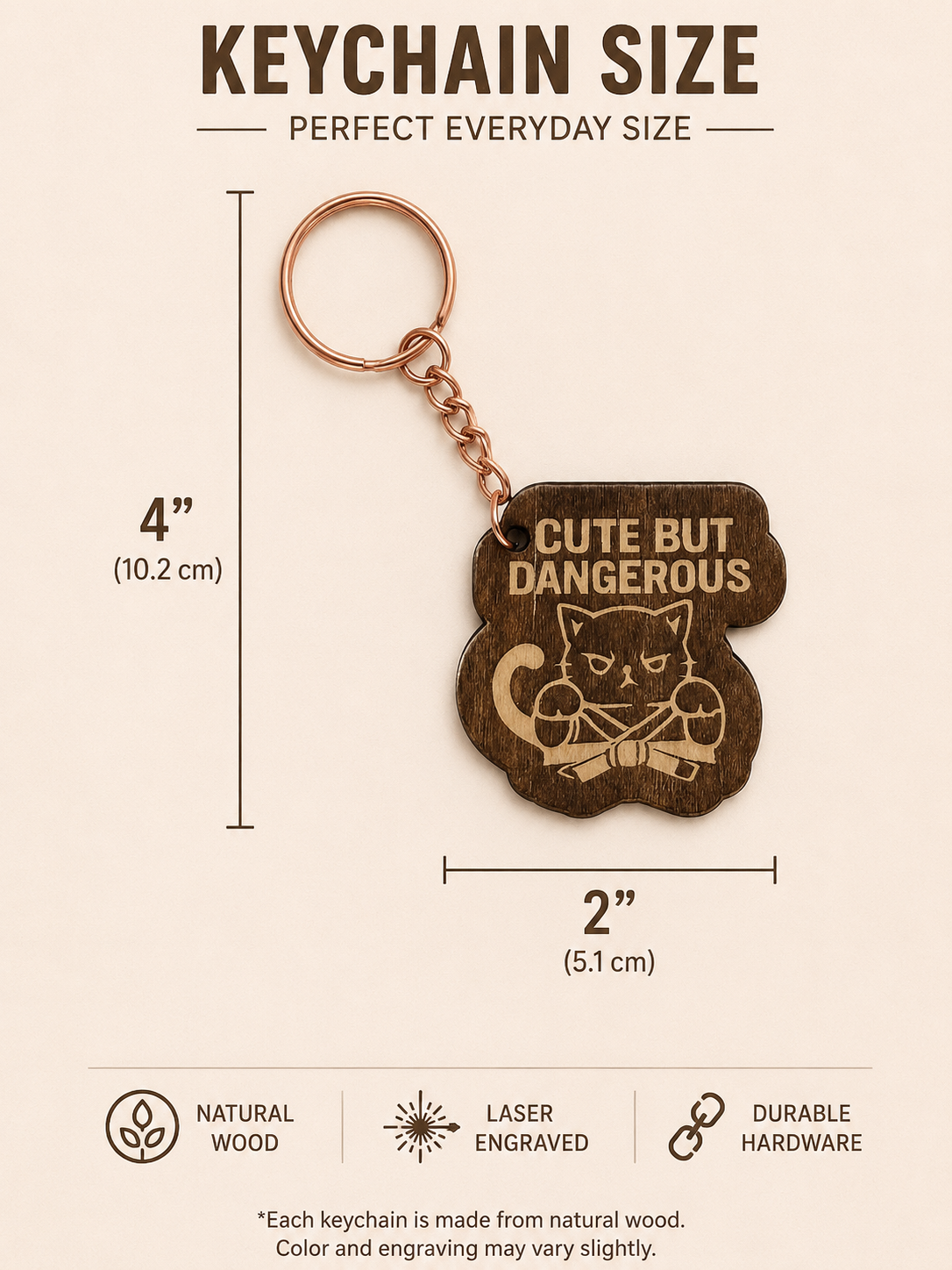 Cute but Dangerous – Personalized Laser Engraved Jiu Jitsu Keychain | Durable, Lightweight, Gift for Grapplers