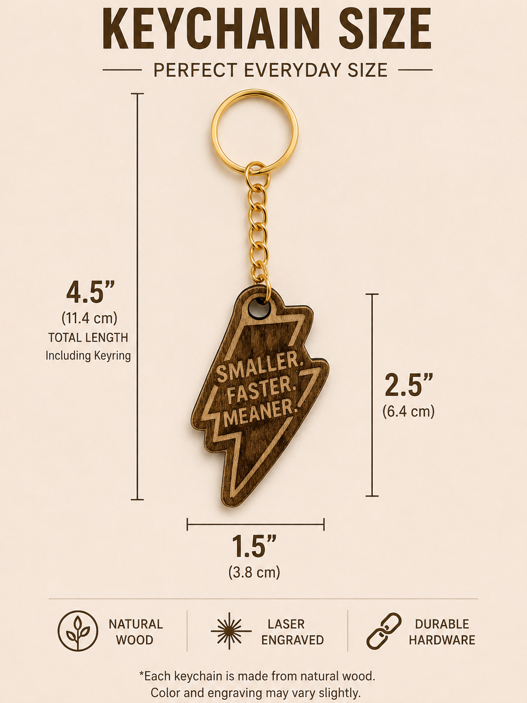 Smaller. Faster. Meaner. – Personalized Laser Engraved Jiu Jitsu Keychain | Durable, Lightweight, Gift for Grapplers