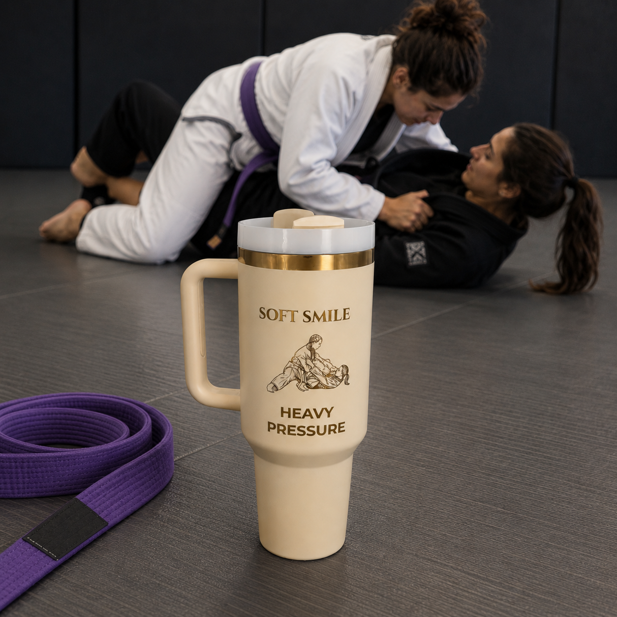 Soft Smile Heavy Pressure – Personalized Laser Engraved BJJ Tumbler