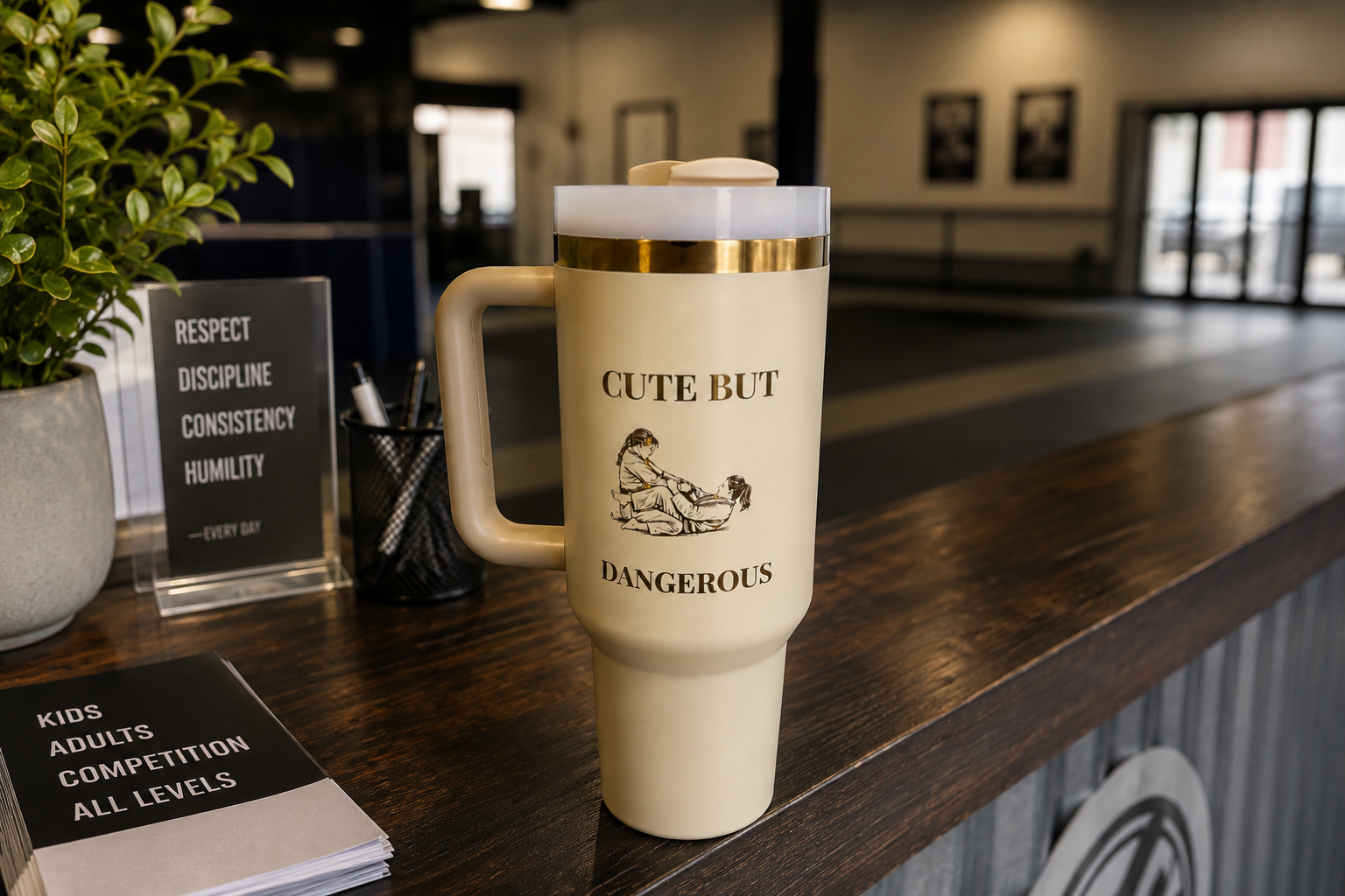 Cute but Dangerous – Personalized Laser Engraved BJJ Tumbler